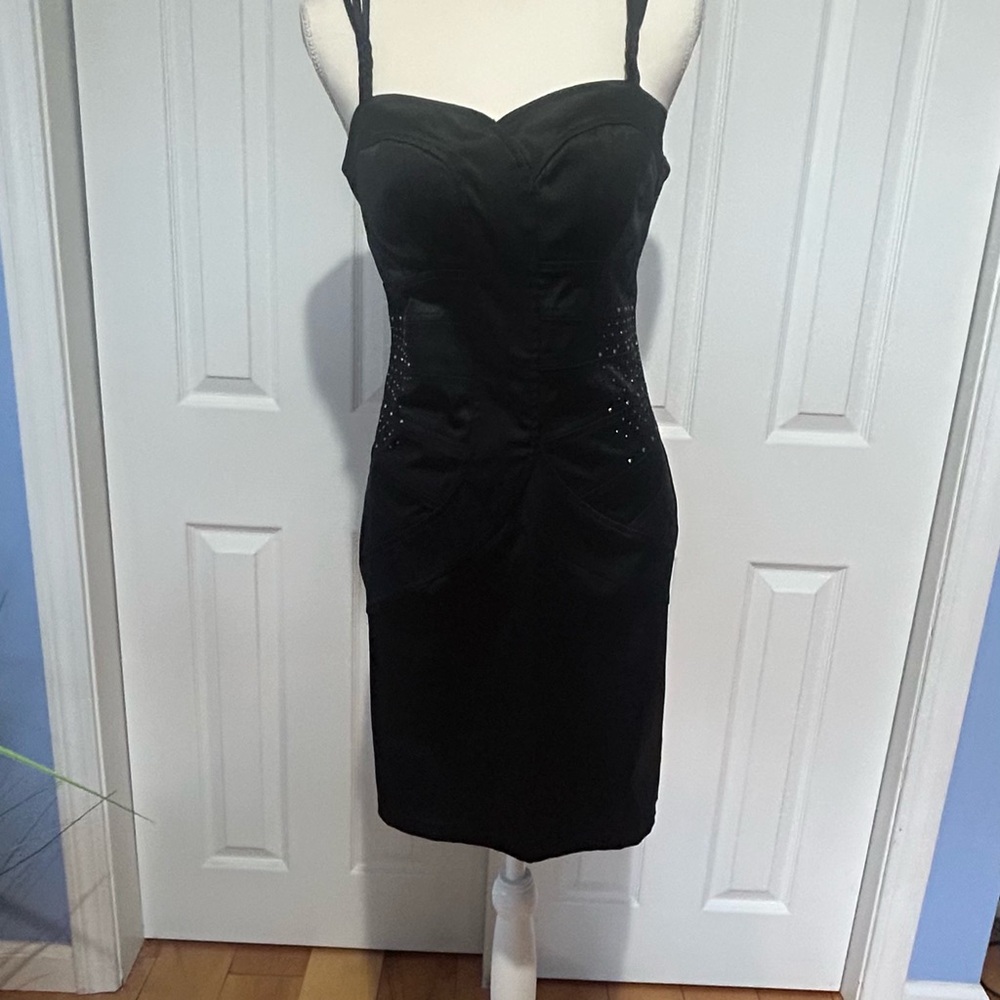 XOXO Black Strapless Dress with Embellishments